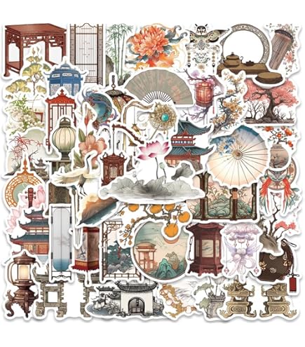 Whaline 12 Design Chinoiserie Pattern Paper 24 Sheet Blue China Scrapbook Specialty Paper Double Sided Collection Oriental Decorative Craft Paper For