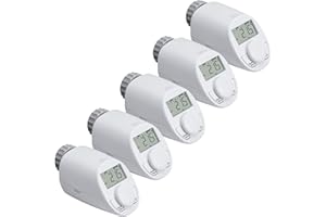 ‎EQIVA eqiva 5er Set Elektronik-Heizkörperthermostat Model N mit Boost-Funktion und leisem Kompaktgetriebe