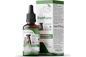 PIPPA & MAX Pet Pure™ Hemp Oil for Dogs & Cats – 30ml | Natural Calming Drops for Anxiety & Joints | Plant-Based Supplement for Skin & Coat | Gentle Daily Use | UK Brand