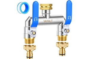 VAYALT 2-vägs vattenkran vattenfördelare, fördelare vatten 9,5 cm mässing vattenanslutning fördela, trädgårdsslangar med 3/4