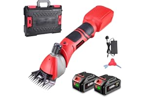 ONEVAN Cordless Sheep Shearing Clippers - Professional Electric Shearing Clippers, for Shaving Fur Wool in Sheep, Cattle, and Farm Livestock Pet(Red)