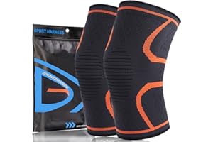 home harbor 2 Pezzi Ginocchiera Ortopedica,Supporto per Ginocchio da Uomo/Donna,Tutore Fascia Ginocchio,Ginocchiera Sportiva Supporto per Sport,Dolore alle Articolazioni,Arancione,S