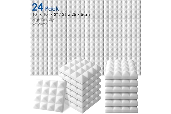 Arrowzoom 24 Panels acustico absorción sonido Pirámide 25x25x5cm Espuma acústica aislamiento acustico estudio de grabación Casas Estudios Azulejos Incombustibles Insonorizados AZ1034 PERLA BLANCA