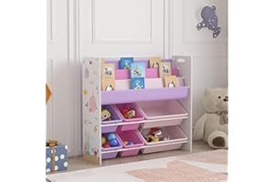 [en.casa] Scaffale per Cameretta con Contenitori Morbidi a Scaletta per Libri e Vaschette Porta Giochi Mobile a Misura di Bimbi 78x86x27 cm Decorazione Oceano