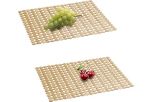 Qulable Pack of 2 Kitchen Sink Mat for Stainless Steel/Ceramic Sink, PVC, Environmentally Friendly Protective Films for the Bottom of the Kitchen Sink, Adjustable, Dots Design, 11.8 x 15.7 cm (Bronze)