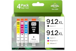 INK4U 912XL Cartuchos de Tinta Compatible con HP 912 Tinta 912XL para HP OfficeJet 8010 8012 8013 8014 8015 8017 OfficeJet Pro 8022 8020 8021 8023 8024 8025 (Negro Magenta Cian Amarillo)