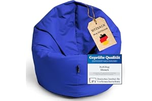 ‎BUBIBAG BuBiBag Sitzsack für Kinder und Jugendliche - geeignet als Bodenkissen, Sitzkissen oder als Gaming Sitzsack, geliefert mit Füllung (70 cm Durchmesser, blau)