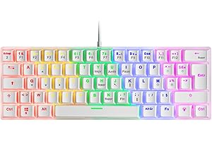 MARSGAMING MK60 Blanc, USB 2.0 Clavier Gaming Mécanique FRGB, Antighosting, Switch Mécanique Rouge, Langue Français