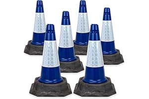 STREET SOLUTIONS UK Pack of 6 Premium - Quality Road Traffic Cones 460mm - Strong and Durable Self Weighted Safety Cone with very low center of gravity - Made in the U.K (BLUE)