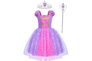 Hamanasu Bébé Fille Raiponce Robe Princesse Costume Déguisement Anniversaire Fête Halloween Noël Partie Carnaval Cosplay