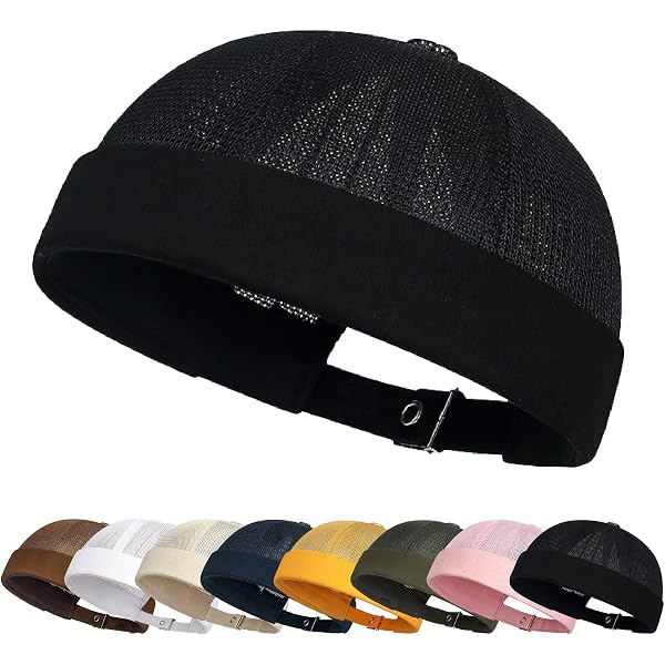 Becellen Bonnet Docker Velours Côtelé Noir - Casquette Sans Visière Réglable Homme Femme Style Rétro