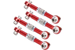 DRFEIFY Lenkgestänge, 4-teilige Lenkstange Aluminiumlegierung RC Upgrade-Teile, Lenkstange 1/10 Auto rot, Zubehör Fastening Parts für Modellautos, Hobbys, Racing