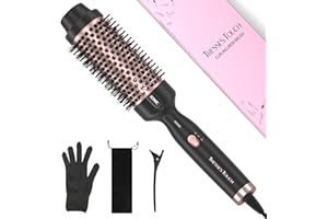 Tresses Touch Thermobürste, 1.77 Inch Stylingbürsten Negativ-Ionen, Wärmebürste Rundbürste mit 2 Temperaturstufen, Universal-Spannung, Tourmalin-Keramik, Dual-PTC 30s-Schnellwärmung, Roségold