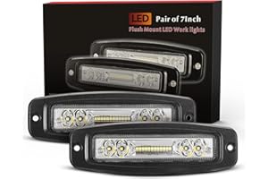 BUNKER INDUST 7" Flush Mount LED Light Pods, 2 Pcs 4800LM Off Road LED Work Lights Bar Flood Spot Combo Beam Driving Fog LED Bumper Lights for Truck Golf Cart UTV ATV