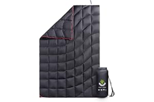 4Monster Down Blanket lightweight, Compact Outdoor Camping Blanket Super Warm, Waterproof Packable Blanket for Travel, Picnics, Camping, Hiking (Wave-black, S: (127 * 178 cm))