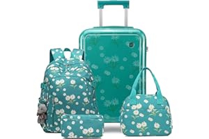 Sea choice Handgepäck Koffer Kinder mit Rucksack Set Leicht Polycarbonat Hartschalenkoffer Trolley Jungen Mädchen Reisekoffer mit 4 Rollen, TSA Schloss, 53x34x21cm