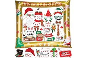 YIIIGOOOD Weihnachten Aufblasbare Fotorahmen 39 STK. Foto Requisiten Weihnachtsdeko Fotobox Accessoires Weihnachtsmann Foto Rahmen Gold Fotorequisiten Foto Booth Props