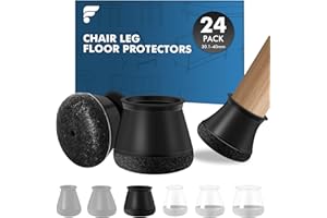 shinfly Okrągłe nakładki na nogi krzeseł, 24 sztuki (30,1 – 40 mm), silikonowe ochraniacze na nogi krzeseł, podkładki filcowe do skośnych nóg krzeseł, ciche, czarne