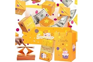 NITOOPE Surprise Gift Box for Money, Surprise Gift Box Exploding, Christmas Explosion Gift Box, with 16 Boxes, Pop Up Money Gift Box, for Xmas, Birthday, Valentine'S Day, Anniversary (Yellow)