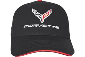 JH DESIGN GROUP Men's Chevy Corvette C8 Logo Cap Adjustable Black Hat, Black, One size