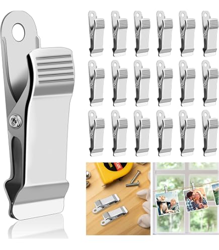 ROSYLEVE Mini morsetti in metallo, 30 pezzi, mini morsetti a molla, mollette a coccodrillo, clip larga, in acciaio inox, clip a coccodrillo, per foto, tende, vestiti, snack, fai da te, argento