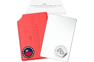 ‎ANTHONY NOBLE & CO. Anthony Noble & Co. Eleganter Taschenspiegel in Kreditkartenformat, Spiegel klein aus poliertem Metall, Kleiner Spiegel inkl. Designer-Schutzhülle