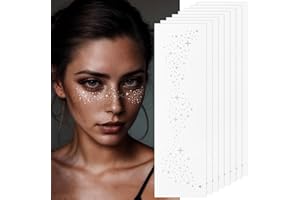 Calkkrer 8 Stück Silberne Sommersprossen Tattoo Patches, Glitzer Freckles Tattoos für Gesicht, Karneval Make-up Aufkleber, Sparkle Freckles Folie für Frauen