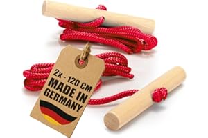 COM-FOUR® 2X Laisse de traîneau avec poignée en Bois, Accessoires de Luge, Corde de Traction pour traîneaux, tricycles ou Autres véhicules pour Enfants, Premium Made in Germany !