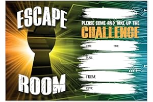 Close to the Bone 18 Kids Childrens/Adults Birthday Party Invitations ESCAPE ROOM Girls or Boys Pack of 18 including Envelopes A6 size 15cm x 10.5 cm #109