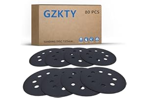 GZKTY 125mm Dischi Abrasivi, 80 pezzi Carta vetrata al carburo di silicio, grana 600/800/1000/1200/1500/2000/3000/5000, levigatrice orbitale per auto in metallo