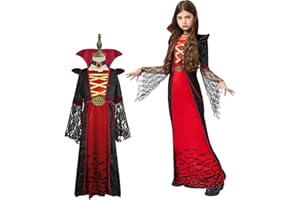 LEGQYJK Costume Vampirinas Bambina, Costume Halloweens Bambina, Halloweens Vampiroes Costume, Costume Carnevales Vampirinas, Costume Vampiressa per Halloweens Carnevales