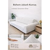 bohem Lastikli 3 Kişilik Koltuk &Ouml;rt&uuml;s&uuml; Kaymaz Esnek ve Yıkanabilir Koltuk Kılıfı bohem krem 180 x 230