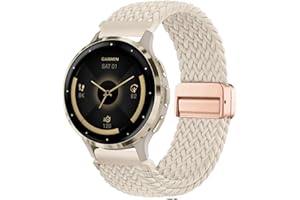 CUNUJIX Geflochtenes Armband Ersatz für Garmin Venu 3S/Venu 2S/Vivoactive 4S/Vivomove 3S Armband,18mm Elastisch Nylon Magnetverschluss Ersatzband für Garmin Forerunner 255S/265S Damen Herren