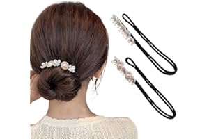 HNJUSR 2 Stück Magischer Haarknoten,Perle Blumen Haar Dutt Maker Damen Donut Hair Bun Maker Haarnadel Haarknoten Maker Haarhalter Haar Styling Werkzeug,Haarknoten Former Set für Kinder Mädchen Frauen