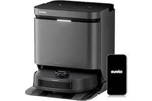 Eureka J15 EVO Ultra Robot Aspirador y Fregasuelos 22KPa con Base Multifuncional, Autovaciado & Autolimpieza, Cepillo Antienredo, Secado Aire Caliente Mopas, Limpieza de Alfombras Versátil