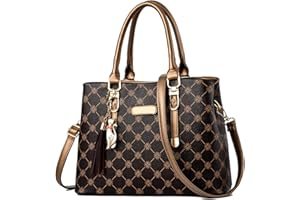 NICOLE & DORIS Women Tote Handbag Designer Top Handle Bag Printed Shoulder Bag PU Leather Ladies Crossbody Bag Work Bag Classic Handbags with Pendant