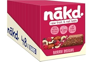Nakd Berry Delight Natural Fruit & Nut Bars - Vegan - Healthy Snack - Gluten Free - 35g x 48 bars