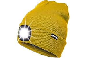 ATNKE LED Luminoso Gorro Sombrero, USB Recargable 4 LED Gorras para Correr Super Brillante Impermeable Luz Invierno Cálido Regalos para Hombre y Mujer