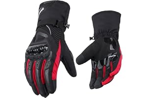 Msport Guanti Moto Invernali 100% Impermeabili Termici, Guanti Scooter da Sci Snowboard Protettivi Touch Screen