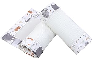 TupTam Bettumrandung Babybett 3D Mesh Nestchen – Gitterstäbe Schutz Netz 2er, Farbe: Wilde Tiere, Größe: ca. 128 x 30 cm (für Babybett 140x70)