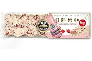 1880 - Turrón Chocolates de Autor Gin con Fresa Puerto de Indias, 200g, Textura Cremosa, Recubierto de una Capa de Chocolate Crujiente, El Turrón más Caro del Mundo,