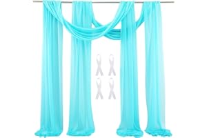 AUONS Wedding Arch Sheer Drapery Backdrop Voile Curtain Chiffon Draping Fabric 20Ft Sheer Curtains Arbor Drapery for Wedding Ceremony Reception Party Ceiling Decor, Sky Blue, 2 Panels