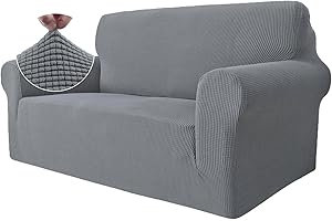 Ystyle Rozciągliwy Pokrowiec Na Sofę 2-Osobową, Elastyczny Antypoślizgowy Pokrowce Na Kanapę, Ochraniacz Na Kanapę Odporny Na Zarysowania, Ochraniacz Na Sofy Dla Kota Psów, Jasnoszary