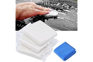 Huiguli 3 Pièces Automobile Barre Argile 100g, avec Serviette Nettoyage, Kit Barre Argile Douce Qualité pour Verre Véhicules Plancher, Capacité de Lavage et Adsorption, Blanc