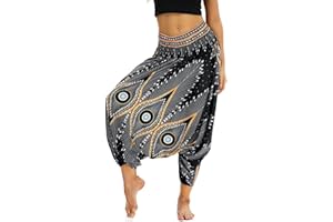 Nuofengkudu Femme Sarouel Pantalons Bouffants Ethnique