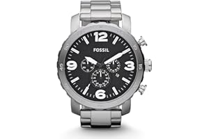 Fossil Montre pour Homme Nate, Taille du Boîtier 50 mm, Mouvement Chronographe à Quartz, Bracelet en Acier Inoxydable