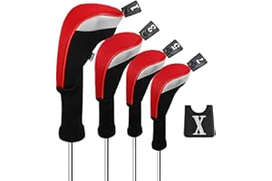 Andux 4pcs/Set Golf 460cc Driver Wood Club Head Covers Long Neck with Interchangeable No. Tags