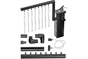 LUNEKUCK Filtro Acquario Interno con Flusso d'Acqua 8W 600L/H Filtro Interno Silenzioso per Acquario 80L Filtro per Pompa per Acquario con Spugne Filtranti per Pesci Tartarughe