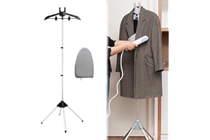 OUGPIU Bügelhalterung Für Dampfgarer,Kleiderständer Dampfständer für Kleidung,Handheld Dampfglätter Ständer mit Bügelhandschuhe,Teleskop-Stativ Kleiderständer,Klappbar Kleiderbügel Zum Dampfbügeln (Schwarz)