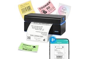 ORGSTA DHL Etikettendrucker Thermodrucker Selbstklebend Labeldrucker Versandetiketten Drucker 4x6 Kabelloser Bluetooth 20–110 mm Label Printer für PC und Smartphone Versand, DHL, UPS